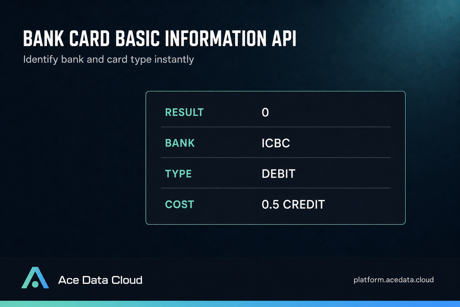 Bank Card Basic Information Query API cover