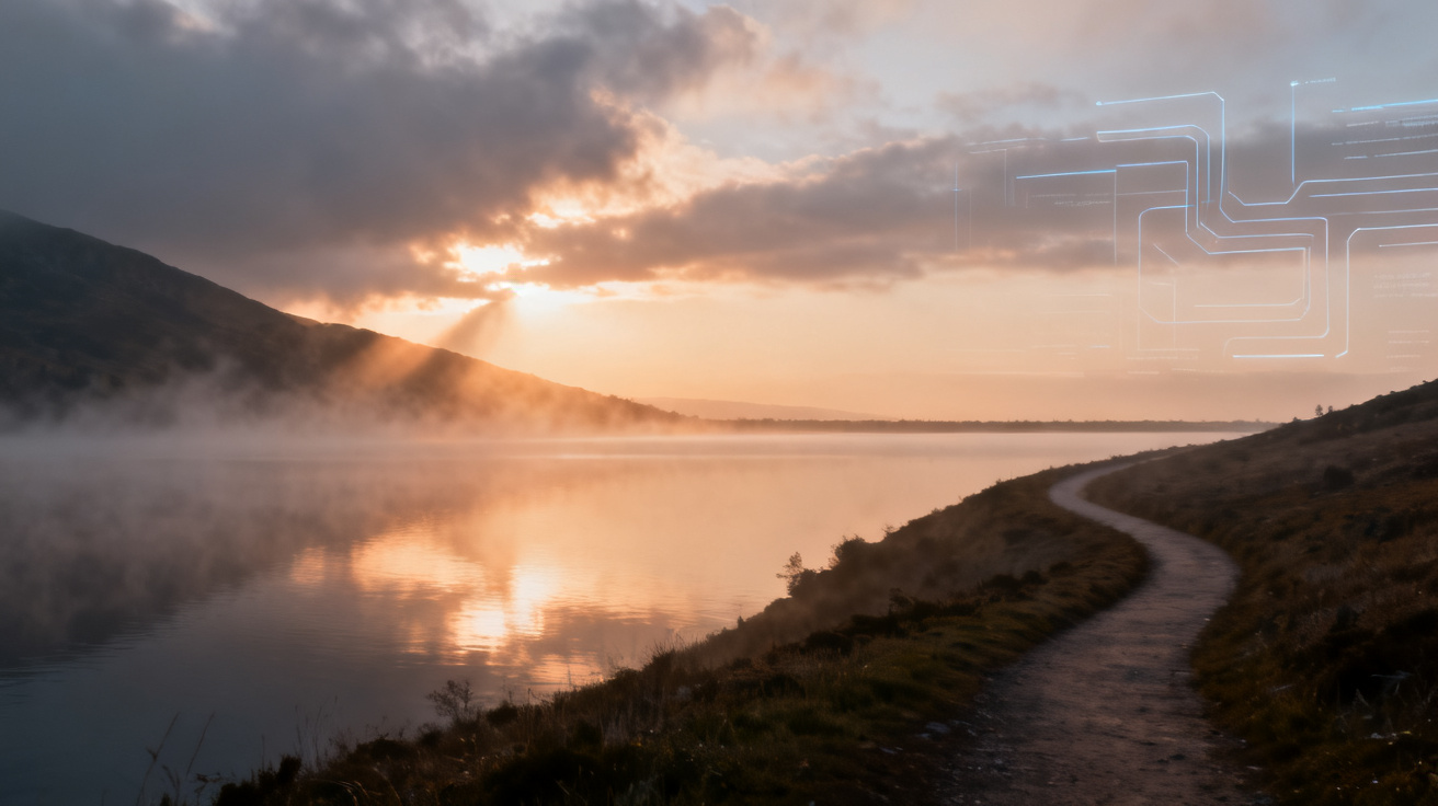 Cover: a quiet path toward a clear horizon, a metaphor for clarifying vague requirements
